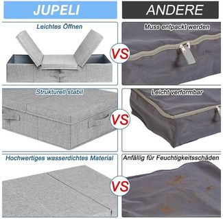 LuxusKollektion Küchenorganizer-Set Faltbare Unterbett Aufbewahrungsbox 2er Set 15cm Hoch Grau