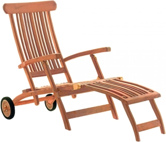deVries Deckchair "FLORES" aus Teakholz (Premium) mehrfach verstellbar, mit Rädern Größe 61 x 155 x