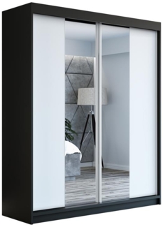 Schwebetrenschrank ELEGANZE 2-trig Schrank 180 cm (mit Spiegel) Farbe: Schwarz , wei