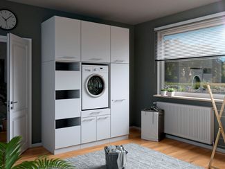 Laundreezy Mehrzweckschrank-Set Laundreezy, 6-tlg. Mehrzweckschrank-Set B/H/T 168/238/68 cm, (6-St), Breite 168 cm, Soft-Close-Funktion, höhenverstellbare Füße