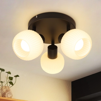 ZMH Deckenstrahler 1 Flammig Deckenleuchte Flur - Deckenlampe Weiß Strahler Innen Vintage Glas Deckenspots Morden E14 Design 350°Schwenkbar Spots für Schlafzimmer Wohnzimmer(Ohne Leuchtmittel)