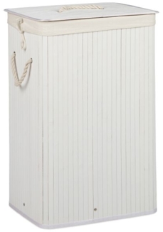 2 x Wäschekorb Bambus eckig weiß