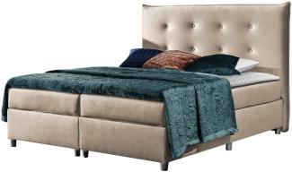 Mirjan24 Boxspringbett Amancio, Beige 180x200 cm Velvet