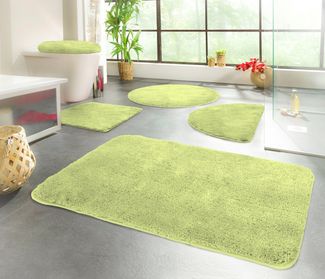 KiNZLER Badematte Chaozhou, Höhe 20 mm, rutschhemmend beschichtet, fußbodenheizungsgeeignet, Polyester, halbrund, Badteppich, Uni Farben, weich, als rechteckig, rund & Set erhältlich