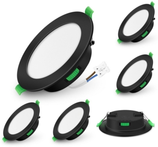 ALUSSO LED Einbaustrahler 6er-Set, Decken Leuchte, Flach Strahler für Bad, Wohnzimmer, 230V, 5W, 72-85 mm, Rund