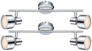 2er Set LED Deckenstrahler, Chrom, bewegliche Spots, L 38 cm