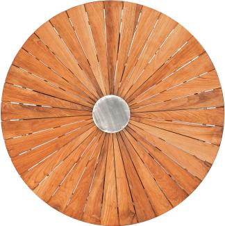 Sonnenpartner Gartentisch Base rund Ø 134 cm Polyrattan stone-grey Tischsystem Tischplatte Solid Old Teak natur 80072228