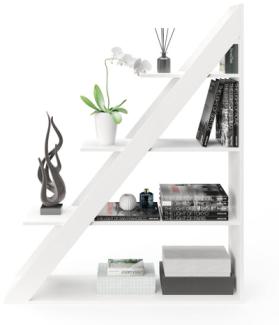 Kairo - Bücherregal, Raumteiler, Büroregal mit 4 Böden, einseitig schräg, weiss