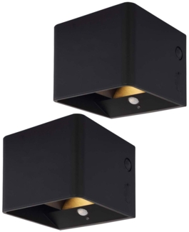 2er Set LED Wandleuchte, Bewegungsmelder, schwarz, Akku, Magnet