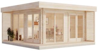 Alpholz Gardenlounge Viva A Gartenhaus aus Holz Holzhaus mit 70 mm Wandstärke inklusive Terrasse Blockbohlenhaus mit Montagematerial