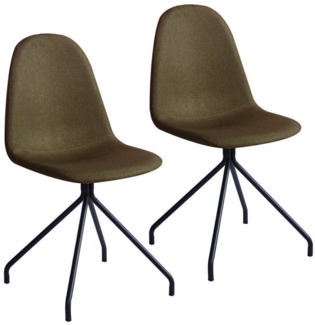 SVITA 2er Set Esszimmerstühle Metallbeine Polsterstuhl Polyester Oliv