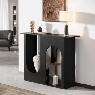 Tribesigns Konsolentisch 100 cm schwarzer Sofatisch, schmaler Konsolentisch hinter der Couch