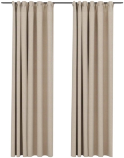 vidaXL Verdunkelungsvorhänge Haken Leinenoptik 2 Stk. Beige 140x245 cm 321214