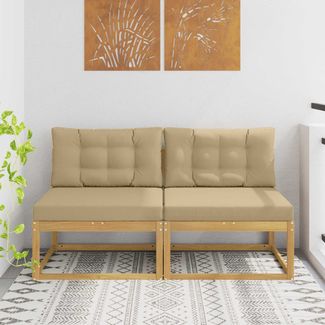 vidaXL 2 Stück Outdoor Mittelsofa Polyester Weiß 901544