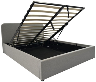 Casâme Bettkasten 140x190 cm mit kopfteil bezogen mit grauem Stoff - YSÉE - Grau