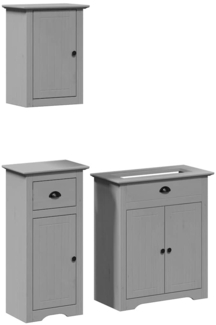 vidaXL 3-tlg. Badmöbel-Set BODO Grau Massivholz Kiefer 3307649