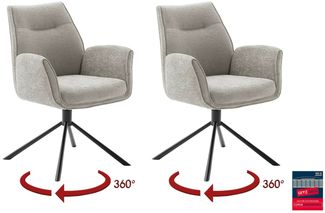 Armlehnstuhl >DIVERIA< (2-er Set) in Taupe, Polyester - 64x90x66cm (BxHxT)