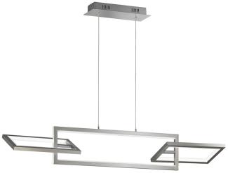 LED Hängelampe, Metall, silber, eckig, dimmbar, H 150 cm