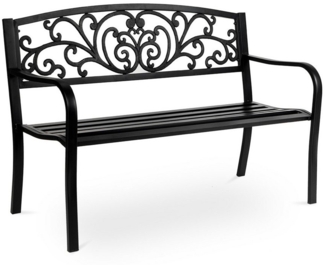 VINGLI Gartenbank Metall, Wetterfeste Sitzbank für 2-3 Sitzer, für Garten Balkon Hof