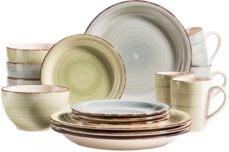 Mäser 931603 Kombiservice Lumaca für 4 Personen, Steingut, blau/grün (1 Set, 16-teilig)