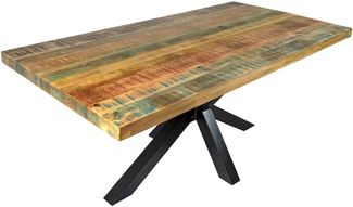 Esstisch 200 x 100 cm Mango massiv vielfarbig gerade Kanten Spider-Gestell Schwarz LIBRO 134912566