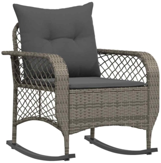 vidaXL Garten-Schaukelstuhl mit Kissen Grau Poly Rattan 4104195