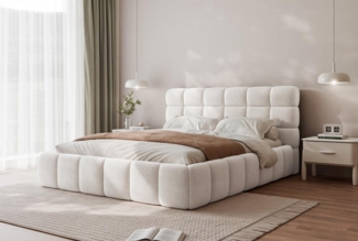 Compleo Polsterbett Wolkenbett, Bouclé Bett, Funktionales Doppelbett