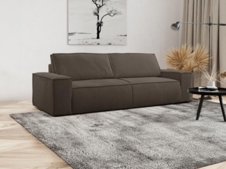 Vente-unique - Schlafsofa 4-Sitzer - Cord - Braun - AMELIA