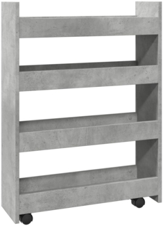 vidaXL Aufbewahrungswagen Schmal 4 Etagen Betongrau Holzwerkstoff 855262