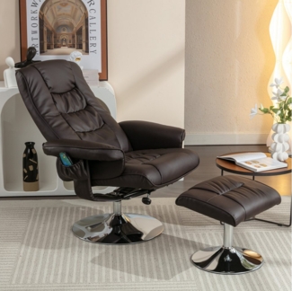 MODFU Massagesessel Massagesessel,Heizfunktion und Fußhocker (Massagesessel mit Kunstleder-Leder und 5-Kunstledernkt-Massagegerät – Drehbar, Heizfunktion, Fußhocker, Modernes Design)