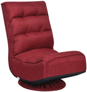 COSTWAY Bodenstuhl 360°drehbar Bodensessel mit 5-Fach Verstellbarer Rückenlehne Bodensofa 150kg belastbar Lazy Sofa Rot