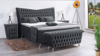 Meisterbetten Boxspringbett Juve 180x220 in VS-Grau, Matratzenbezug Optiflex, Ergoflex-Topper