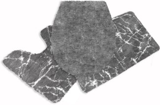 my home Badematte Marble, Höhe 15 mm, rutschhemmend beschichtet, fußbodenheizungsgeeignet, schnell trocknend, strapazierfähig, Polyester, rechteckig, 3-tlg. Stand-WC Set, Badteppich, Marmor-Design, auch als 3-teiliges Badematten Set