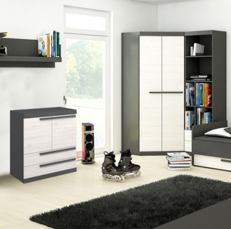 Kommode TREND Sideboard 80cm grau graphit kiefer andersen MDF