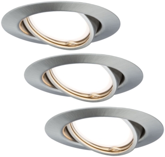 TIP Einbauleuchten Set rund schwenkbar LED 3-Stufen-dimmbar 3x4,8W 475 lumen 230V 51mm Eisen gebürstet/Metall12889