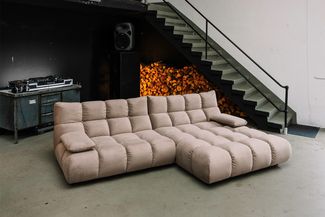 KAWOLA Sofa VIVIEN Ecksofa Velvet sand Longchair rechts 85 x 178 x 290 cm