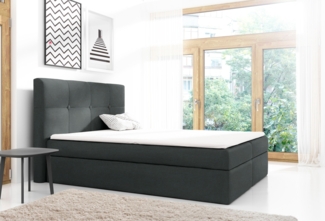 99rooms Verduro Boxspringbett Strukturstoff INARI Dunkelgrau 180x200 cm