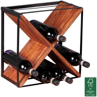 Weinregal Flaschenregal 37 cm für 16 Flaschen Massiv-Holz Sheesham