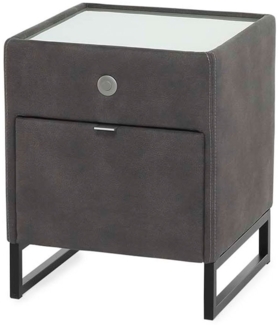 Nachttisch Lilly / Linea , Mikrofaser, Polyester , Grau , 43 x 53 x 43 cm