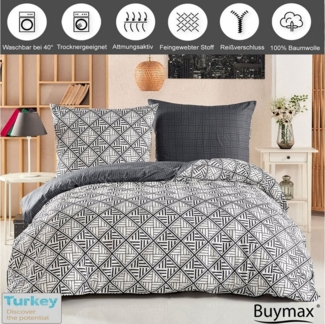 Buymax Bettwäsche Sale, Renforcé, 3 teilig, Bettbezug Set, 100% Baumwolle 200x200 und 200x220