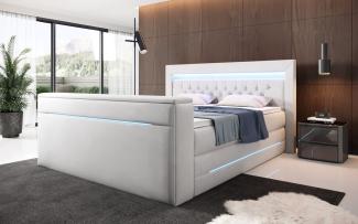 Boxspringbett Neptun mit TV Lift und RGB 160x200 Weiß H2