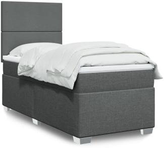 vidaXL Boxspringbett mit Matratze Dunkelgrau 90x200 cm Stoff 3292665