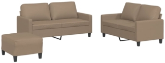 vidaXL 3-tlg. Sofagarnitur mit Kissen Cappuccino-Braun Kunstleder 3201417