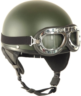 Mil-Tec Schutzhelm Retro Helm Halbschale mit Brille