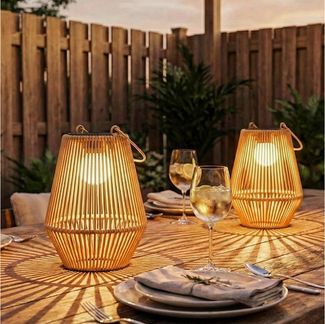 Novzep LED Stehlampe 2St Solar Stehlampe Rattan Hängend Solarlampen mit Lichtsensor, für Garten Balkon