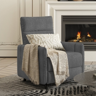 SANODESK Relaxsessel Fernsehsessel mit Liegefunktion, verstellbare Rückenlehne, Beige/Grau (90° bis 135° flexibel verstellbar), für Schlafzimmer, Wohnzimmer, 120 kg belastbar