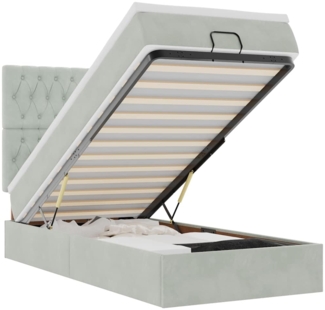 vidaXL Ottoman-Bett mit Matratzen & LEDs Hellgrau 80x200 cm Samt 3314354