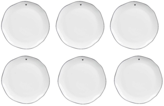Bastion Collections Frühstücksteller Schwarzes Herz, Spülmaschinengeeignet, Weiß, Motiv: Herz