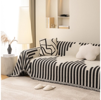 BTTO Sofahusse Geometrische Sofabezug Couchbezug mit Quasten, Weich Sofa Deckenbezug für Wohnzimmer Schlafzimmer