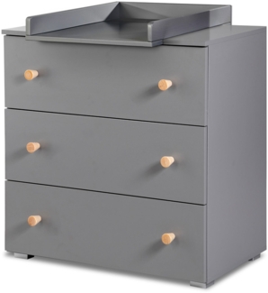 Wickelkommode Schubladenkommode Pauline mit Wickelaufsatz 80x50x81cm graphit kiefer